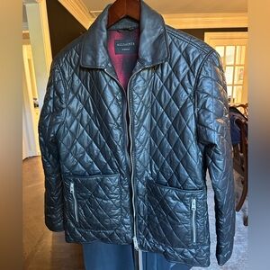 All Saints Black Jacket with Red Plaid Interior